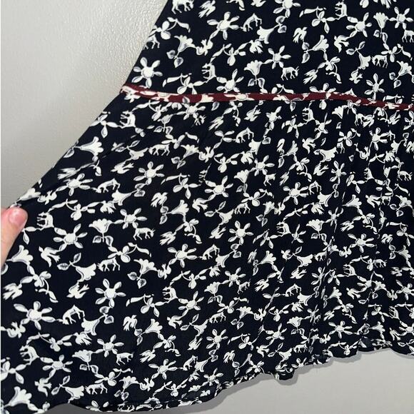 Ba&sh Catarina Mini Dress Black White Maroon Trim Size 6 Long Sleeve Boho - Picture 6 of 7